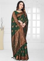 Top Dyed Silk Green Festival Wear Weaving Saree